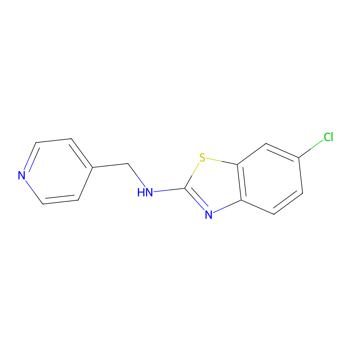 6-chloro-N-(pyridin-4-ylmethyl)-1,3-benzothiazol-2-amine molecular structure, CAS 1204296-24-1