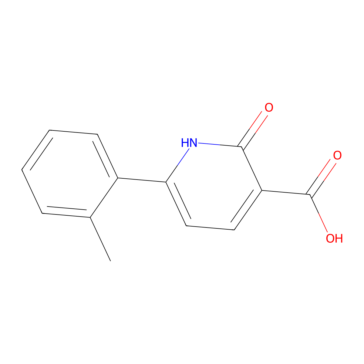 6-(2-Methylphenyl)-2-oxo-1,2-dihydropyridine-3-carboxylic acid molecular structure, CAS 1204296-40-1