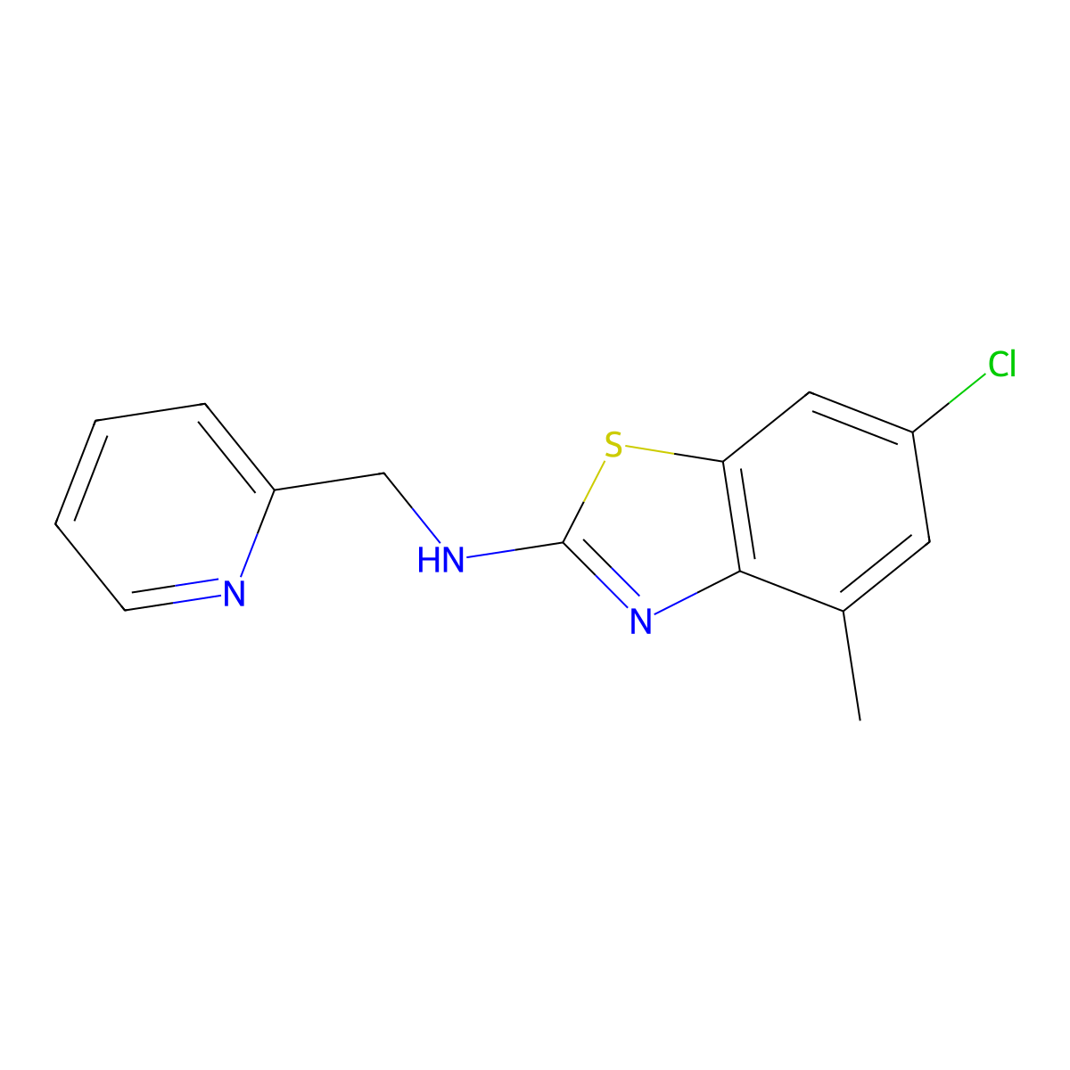 6-chloro-4-methyl-N-(pyridin-2-ylmethyl)-1,3-benzothiazol-2-amine molecular structure, CAS 1204296-44-5