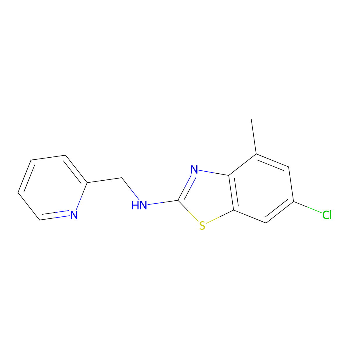 6-chloro-4-methyl-N-(pyridin-2-ylmethyl)-1,3-benzothiazol-2-amine molecular structure, CAS 1204296-44-5