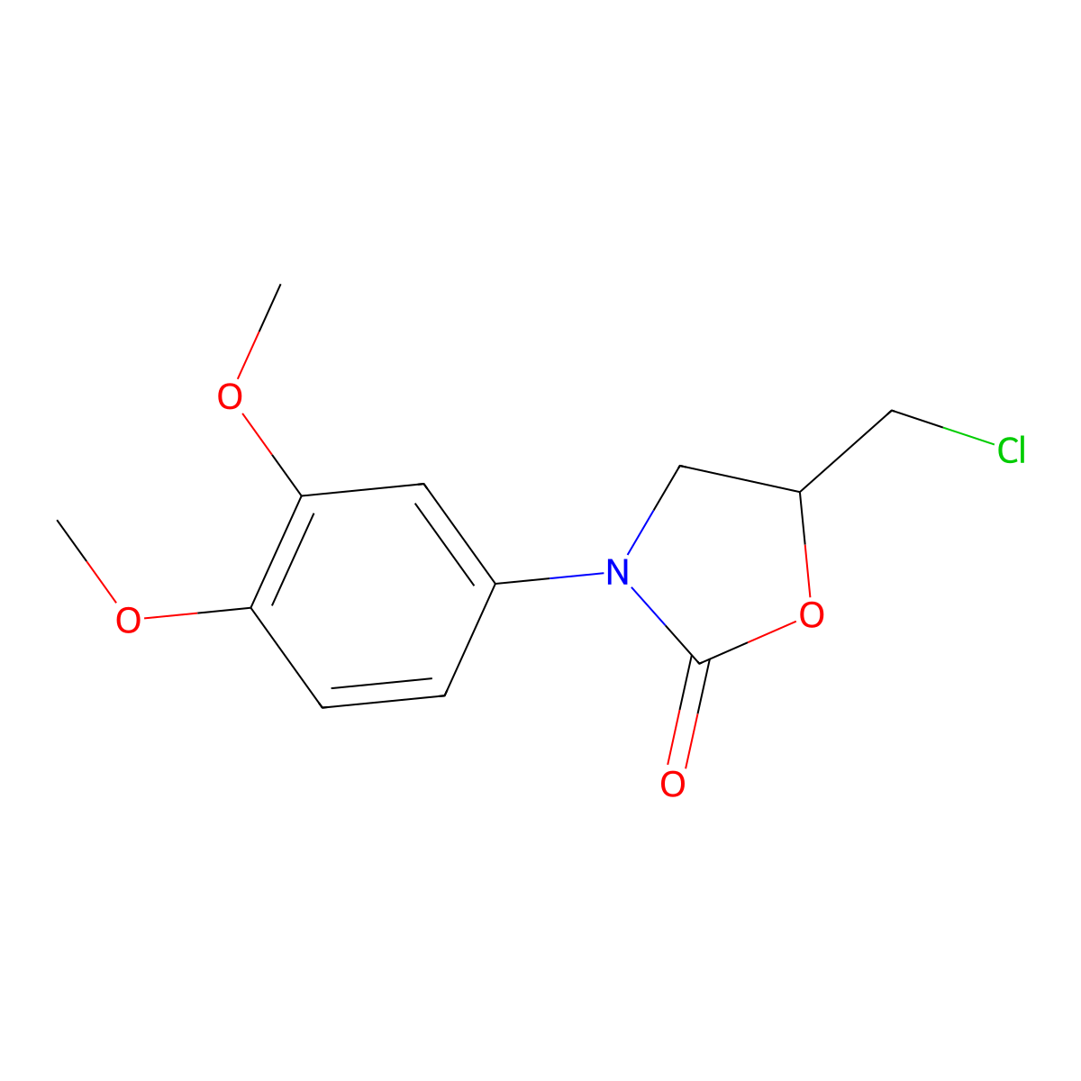 5-(Chloromethyl)-3-(3,4-dimethoxyphenyl)-1,3-oxazolidin-2-one molecular structure, CAS 1204296-45-6