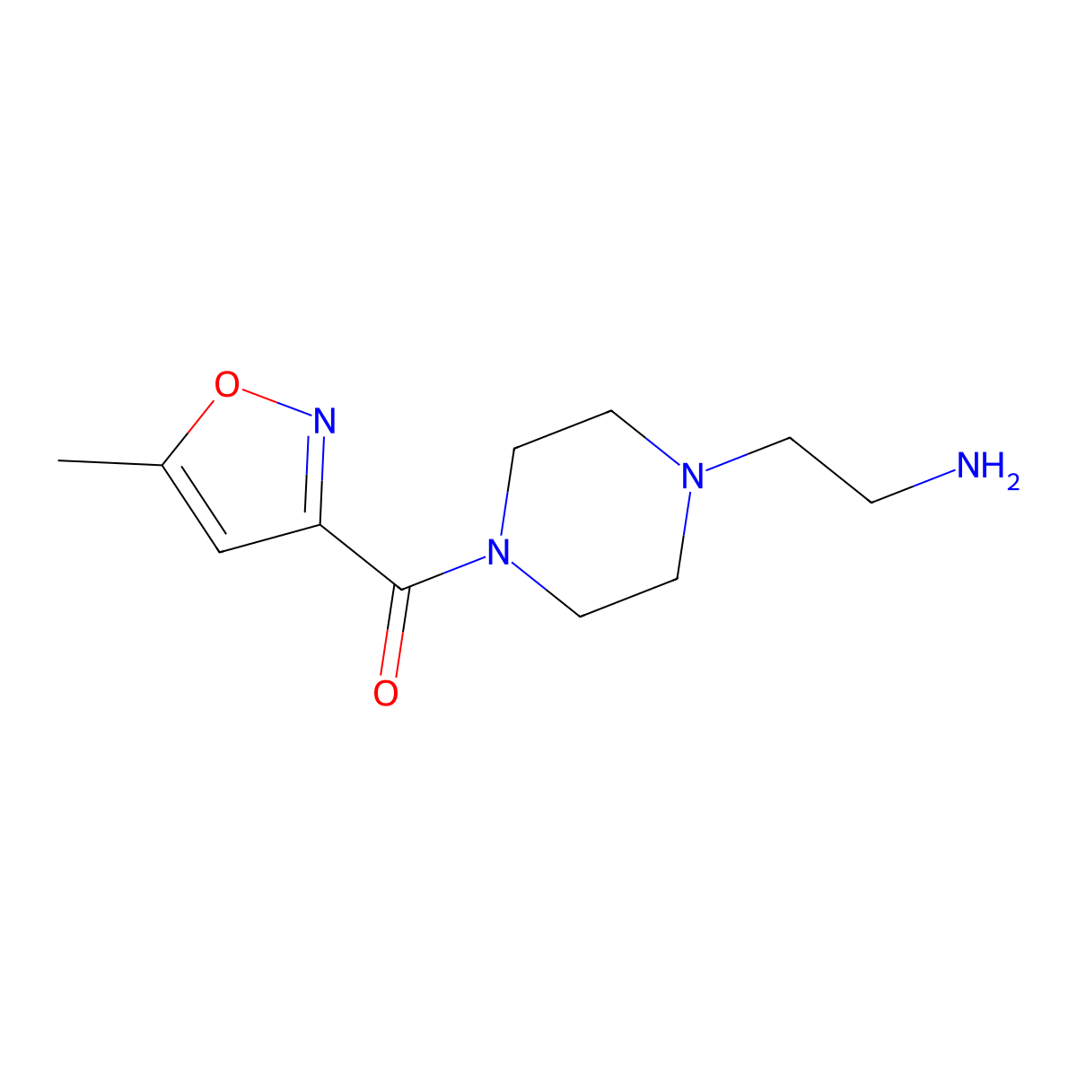 (2-(4-[(5-Methylisoxazol-3-YL)carbonyl]piperazin-1-YL)ethyl)amine molecular structure, CAS 1204296-50-3