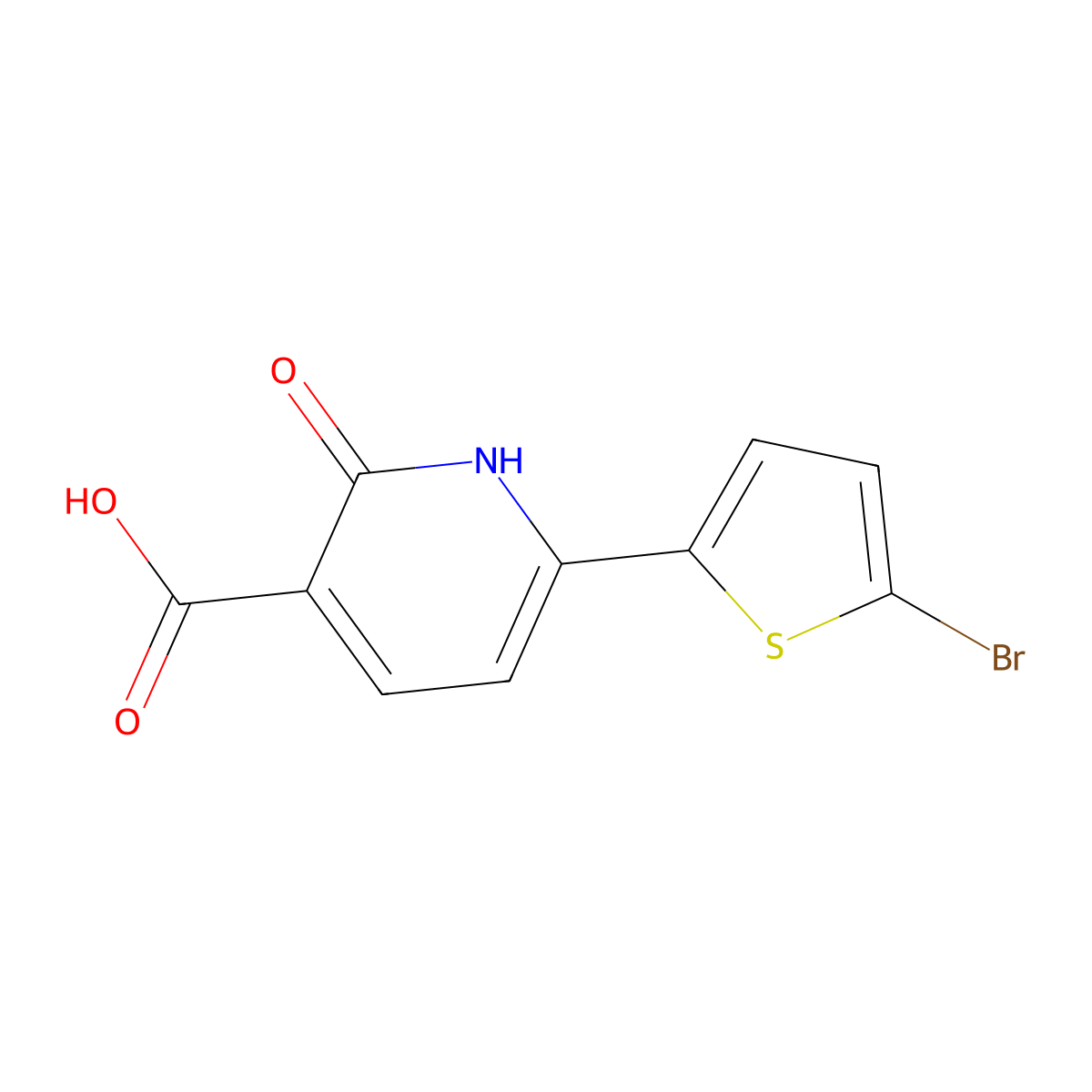 6-(5-Bromo-2-thienyl)-1,2-dihydro-2-oxo-3-pyridinecarboxylic acid molecular structure, CAS 1204296-56-9