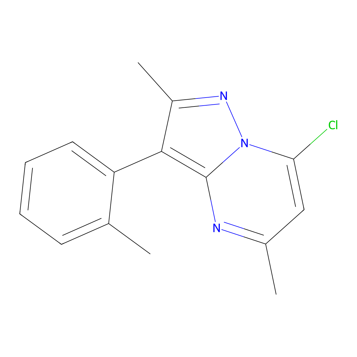 7-Chloro-2,5-dimethyl-3-(2-methylphenyl)pyrazolo[1,5-a]pyrimidine molecular structure, CAS 1204296-64-9