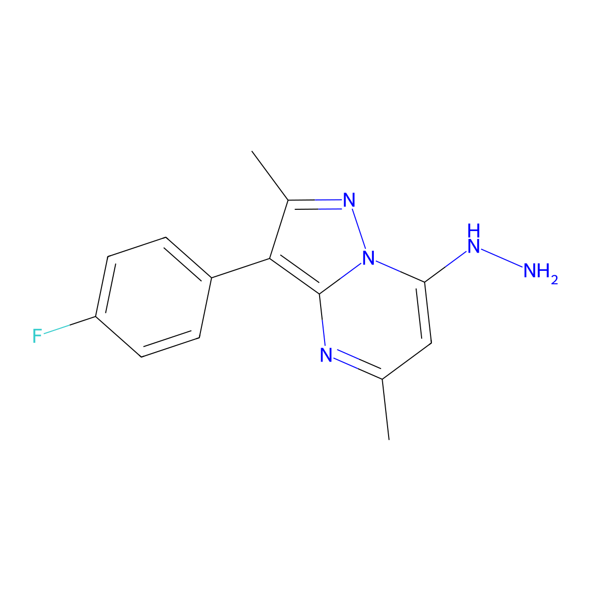 3-(4-Fluorophenyl)-7-hydrazino-2,5-dimethylpyrazolo[1,5-a]pyrimidine molecular structure, CAS 1204296-66-1