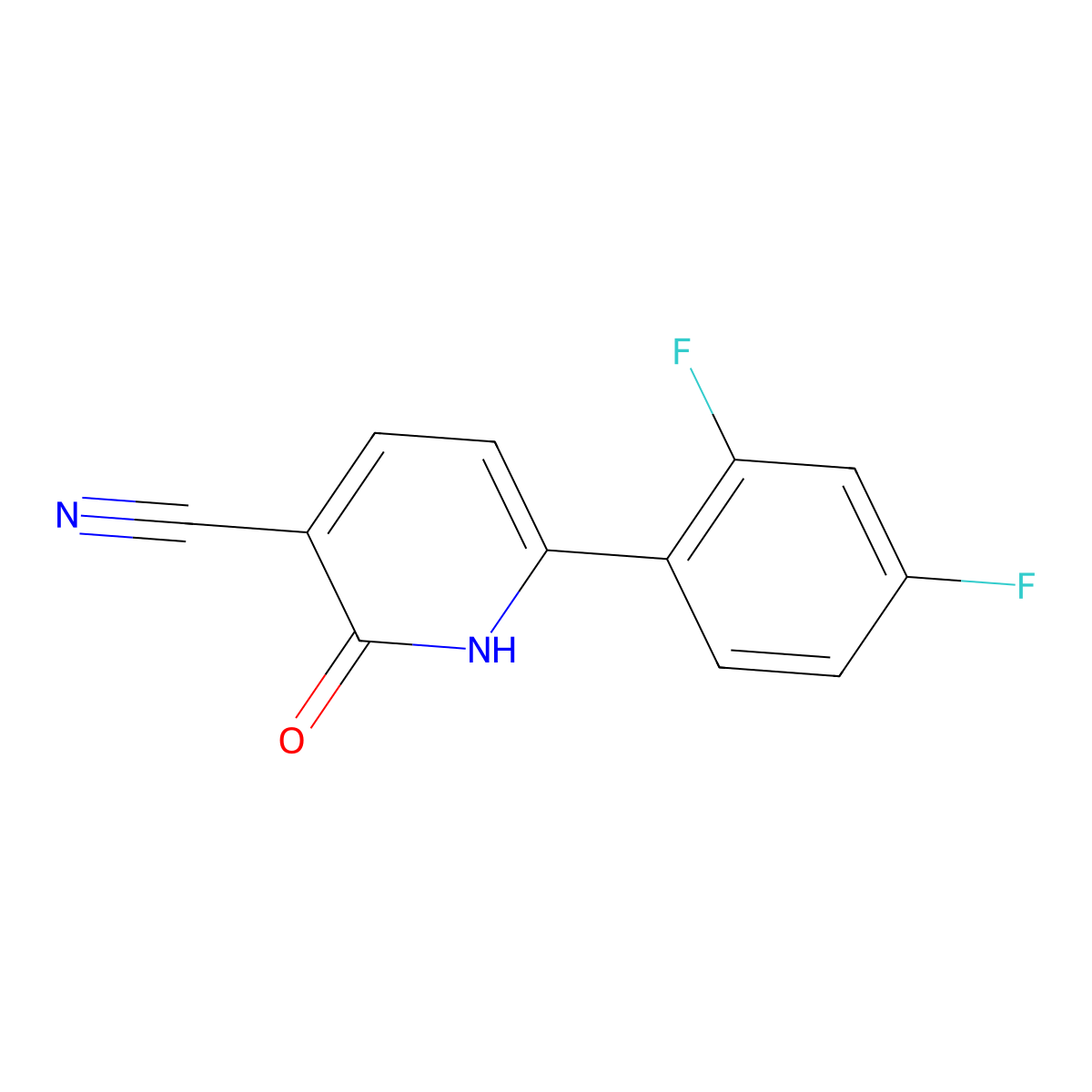 6-(2,4-Difluorophenyl)-2-oxo-1,2-dihydropyridine-3-carbonitrile molecular structure, CAS 1204296-69-4