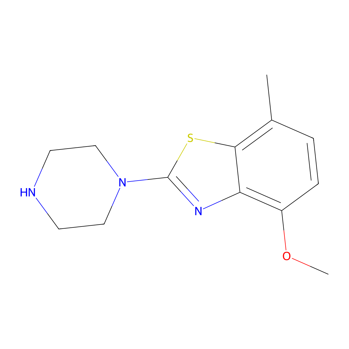 4-Methoxy-7-methyl-2-piperazin-1-yl-1,3-benzothiazole molecular structure, CAS 1204296-73-0