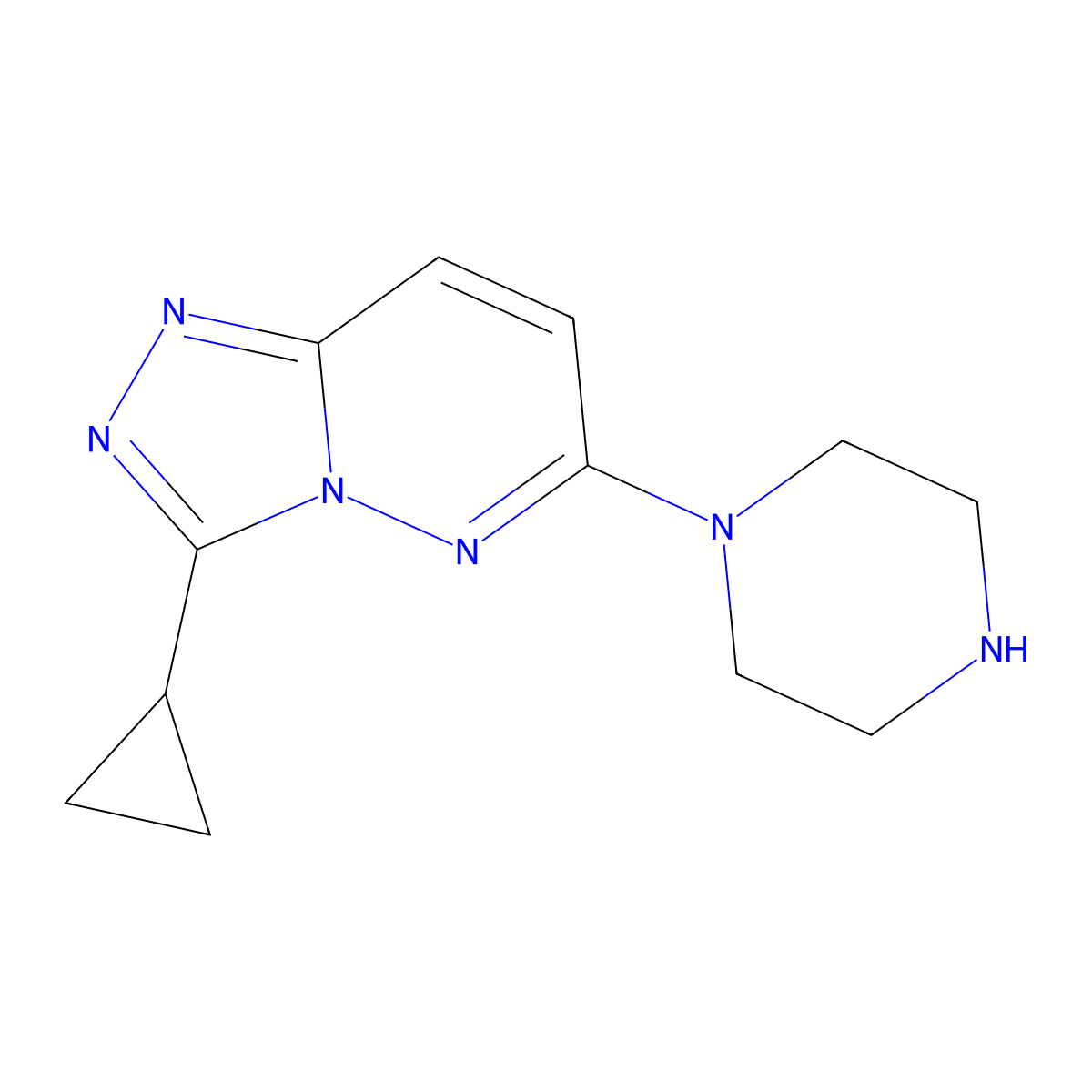 3-Cyclopropyl-6-piperazin-1-yl[1,2,4]triazolo[4,3-b]pyridazine molecular structure, CAS 1204296-86-5