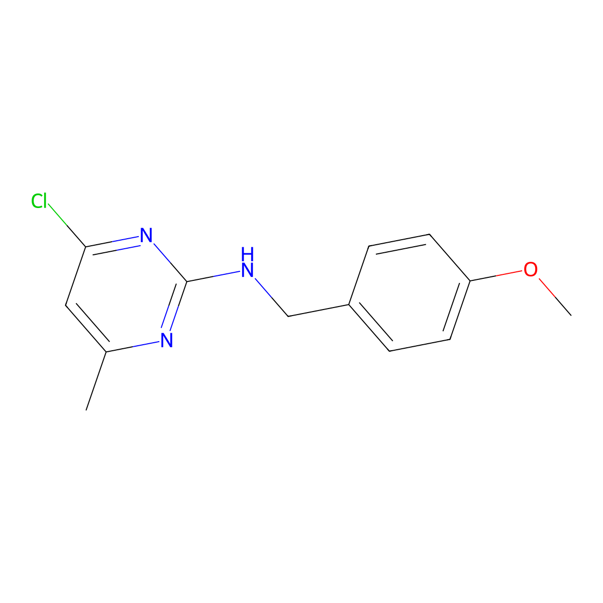 4-chloro-N-(4-methoxybenzyl)-6-methylpyrimidin-2-amine molecular structure, CAS 1204296-87-6