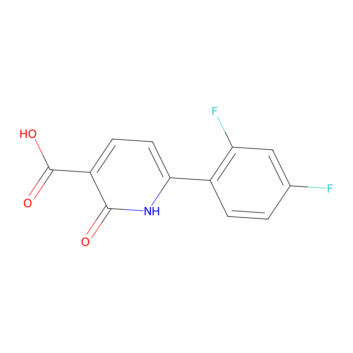 6-(2,4-Difluorophenyl)-2-oxo-1,2-dihydropyridine-3-carboxylic acid molecular structure, CAS 1204296-90-1