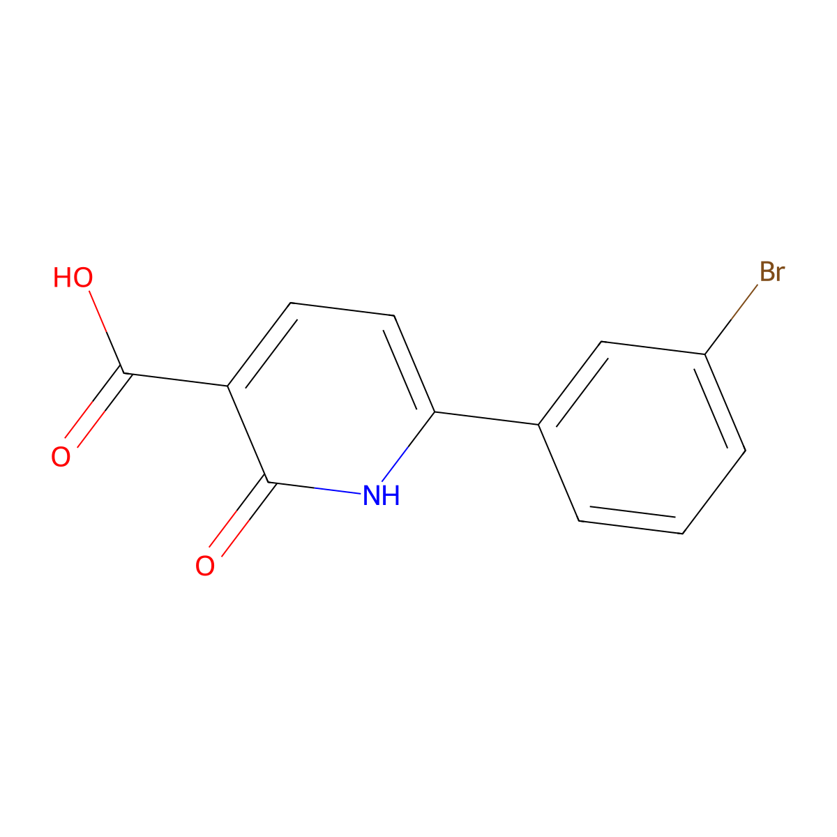 6-(3-Bromophenyl)-2-oxo-1,2-dihydropyridine-3-carboxylic acid molecular structure, CAS 1204296-95-6