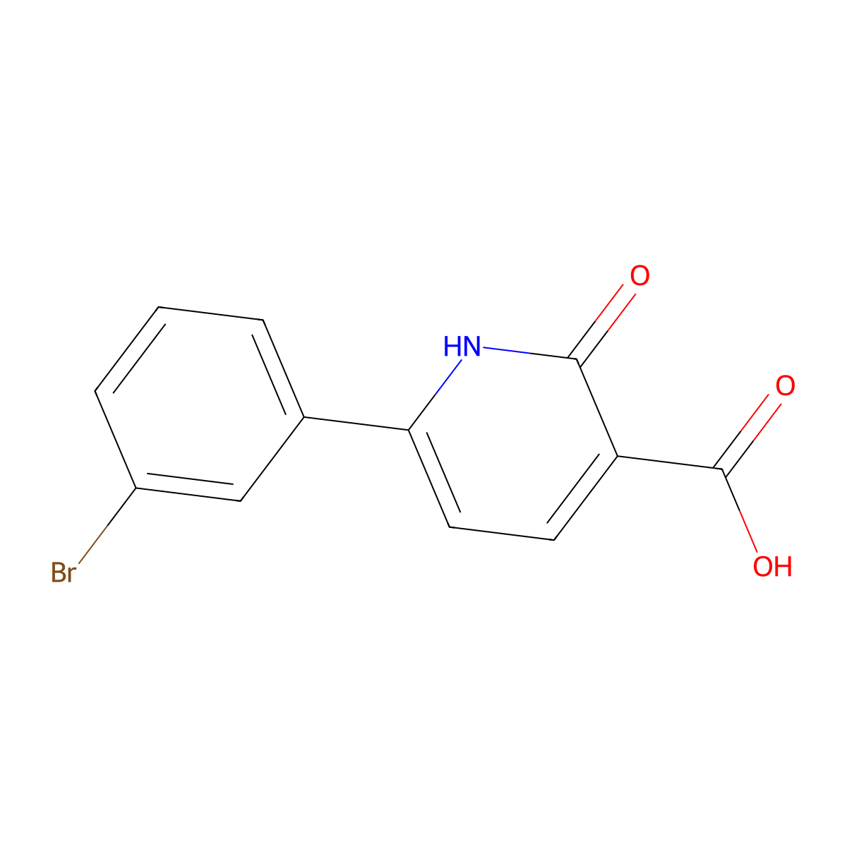 6-(3-Bromophenyl)-2-oxo-1,2-dihydropyridine-3-carboxylic acid molecular structure, CAS 1204296-95-6