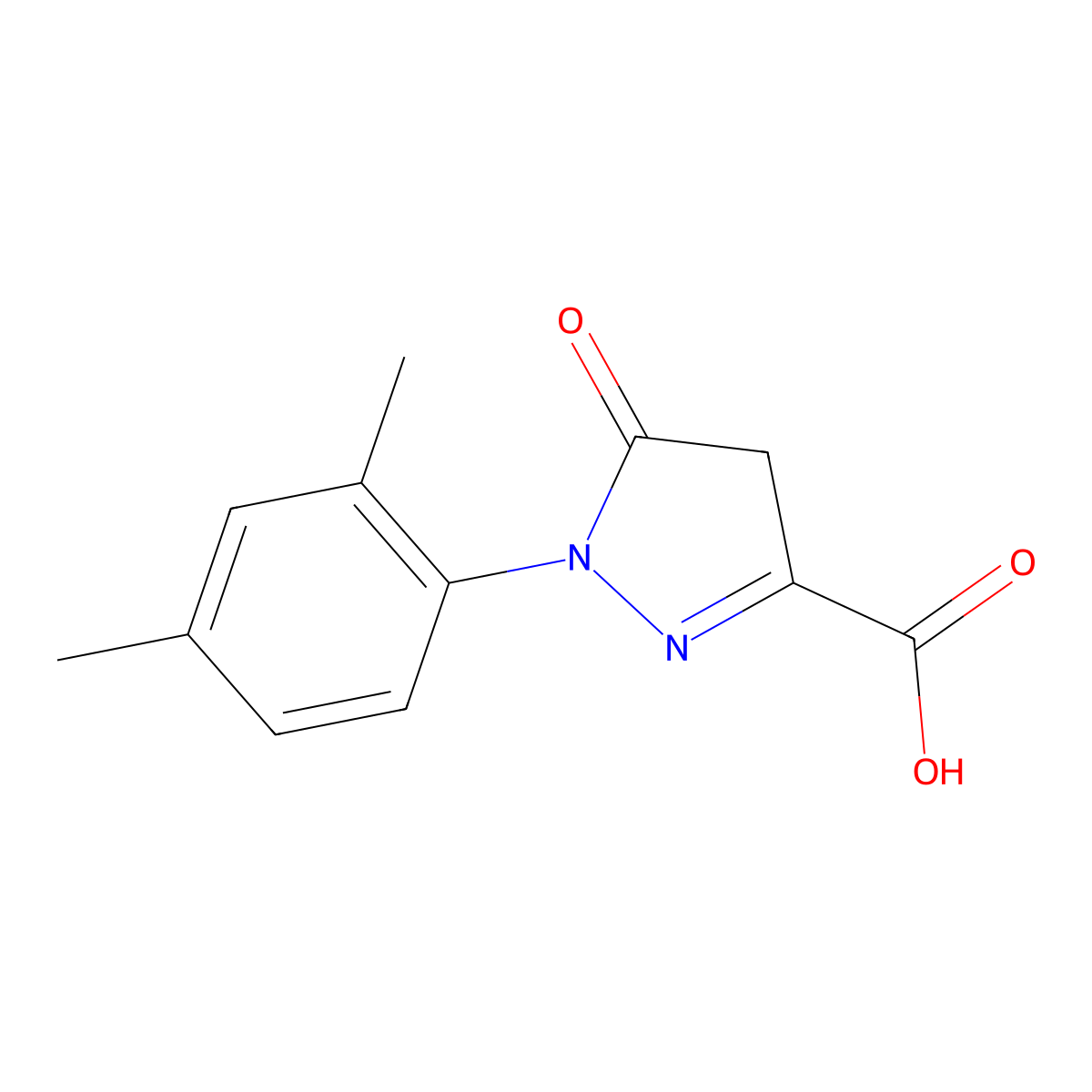 1-(2,4-dimethylphenyl)-5-oxo-4,5-dihydro-1H-pyrazole-3-carboxylic acid molecular structure, CAS 1204296-99-0