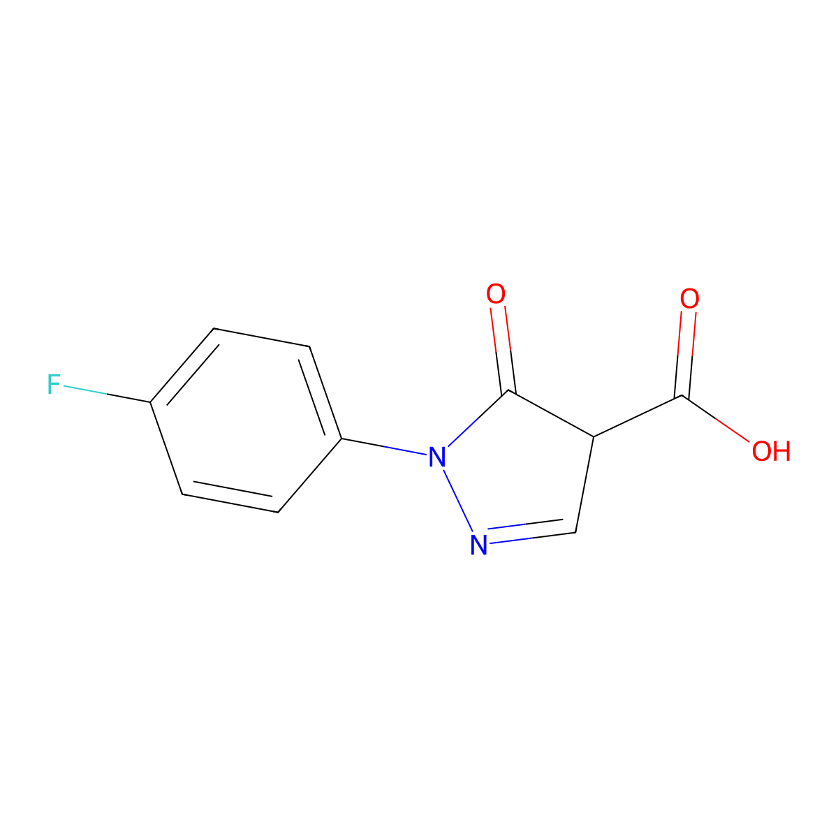1-(4-fluorophenyl)-5-oxo-4,5-dihydro-1H-pyrazole-4-carboxylic acid molecular structure, CAS 1204297-01-7