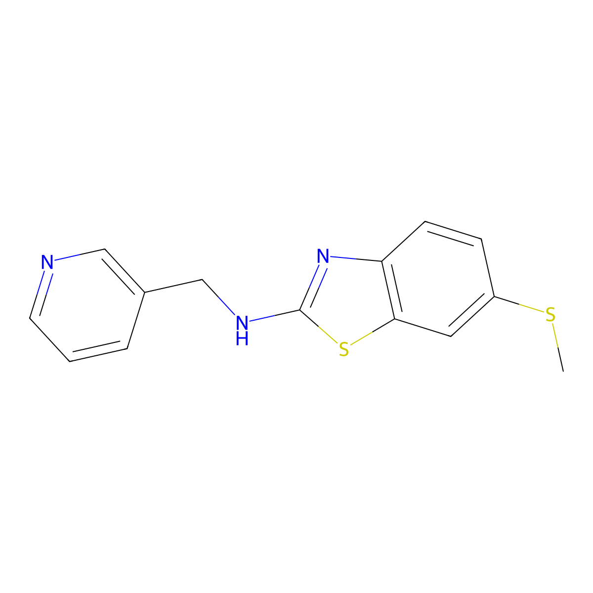 6-(methylthio)-N-(pyridin-3-ylmethyl)-1,3-benzothiazol-2-amine molecular structure, CAS 1204297-03-9