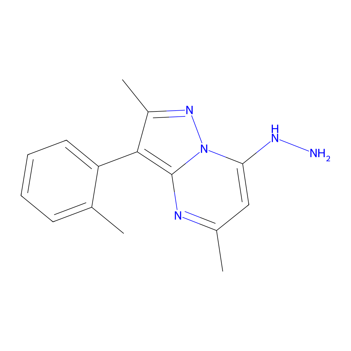 7-Hydrazino-2,5-dimethyl-3-(2-methylphenyl)pyrazolo[1,5-a]pyrimidine molecular structure, CAS 1204297-06-2