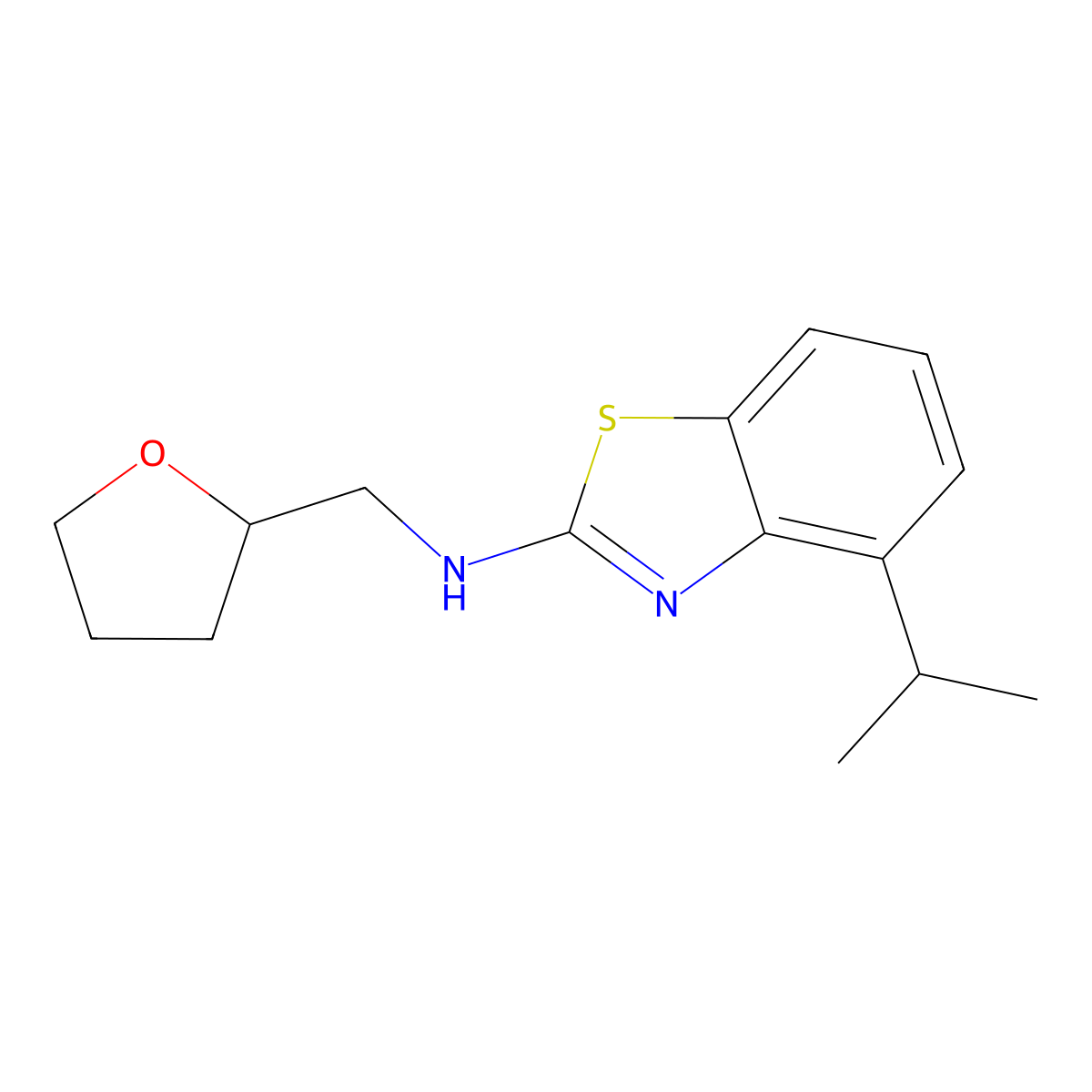 4-isopropyl-N-(tetrahydrofuran-2-ylmethyl)-1,3-benzothiazol-2-amine molecular structure, CAS 1204297-10-8