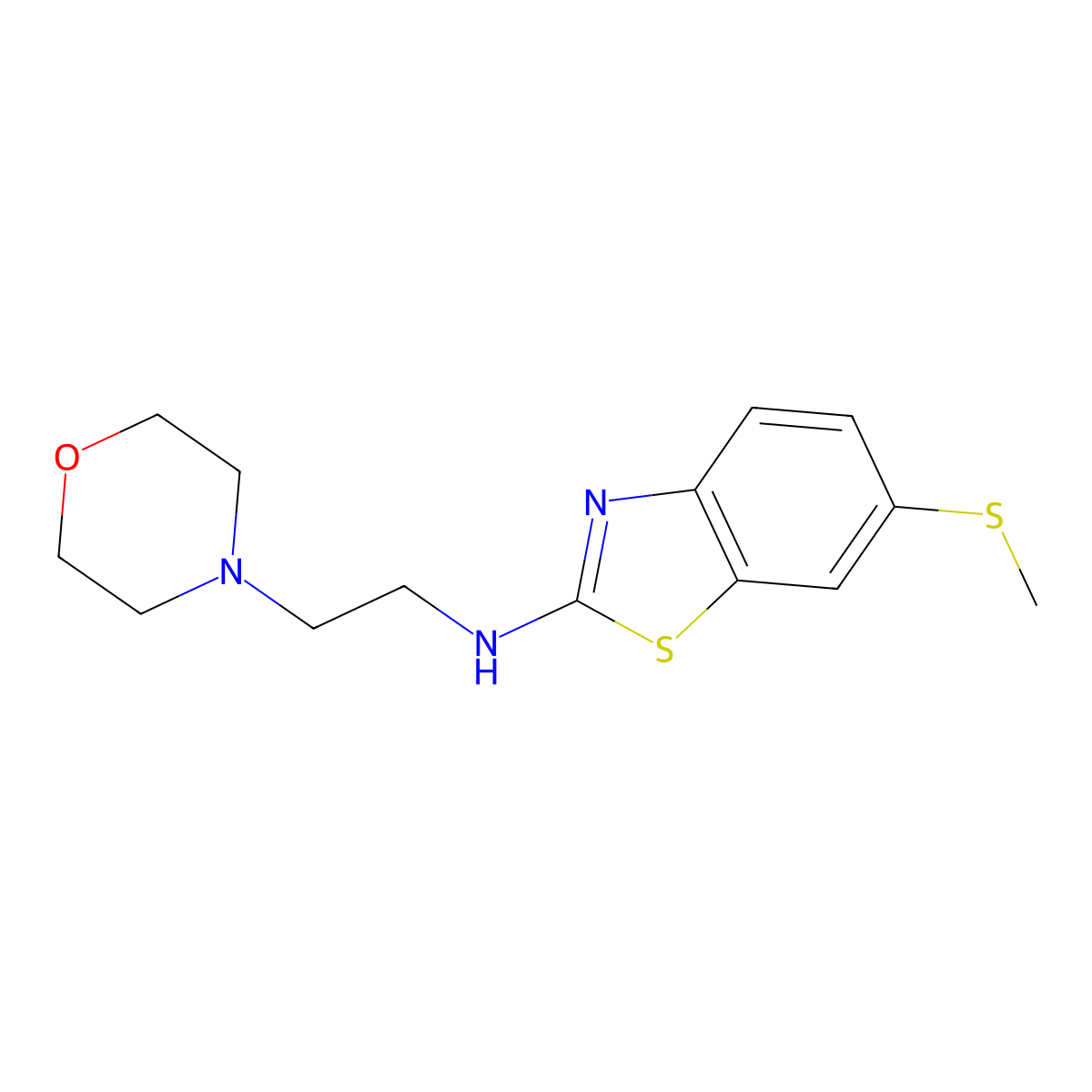 6-(methylsulfanyl)-N-[2-(morpholin-4-yl)ethyl]-1,3-benzothiazol-2-amine molecular structure, CAS 1204297-12-0