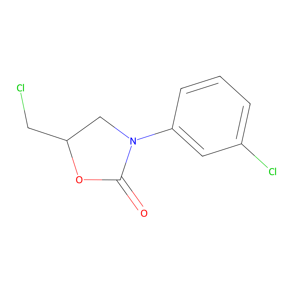 5-(Chloromethyl)-3-(3-chlorophenyl)-1,3-oxazolidin-2-one molecular structure, CAS 1204297-13-1