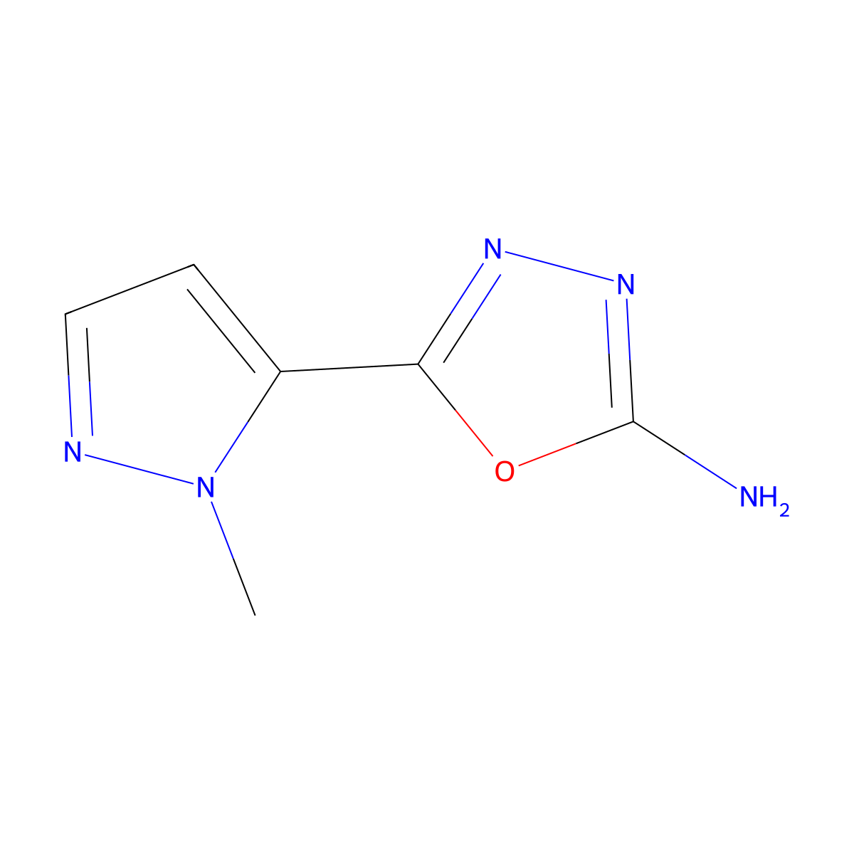 5-(1-methyl-1H-pyrazol-5-yl)-1,3,4-oxadiazol-2-amine molecular structure, CAS 1204297-14-2