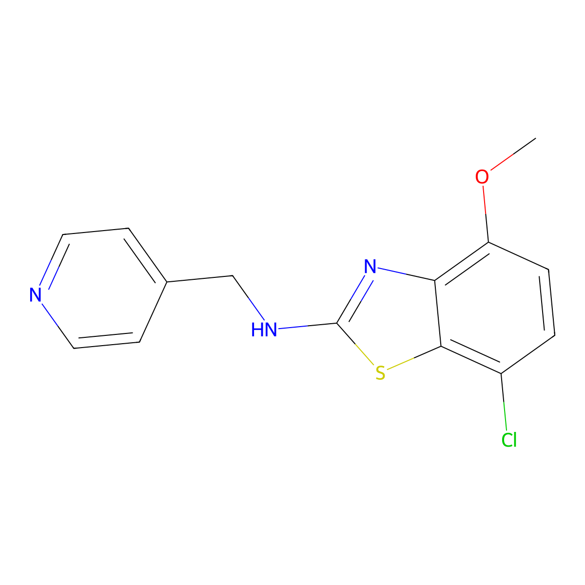7-chloro-4-methoxy-N-(pyridin-4-ylmethyl)benzo[d]thiazol-2-amine molecular structure, CAS 1204297-22-2