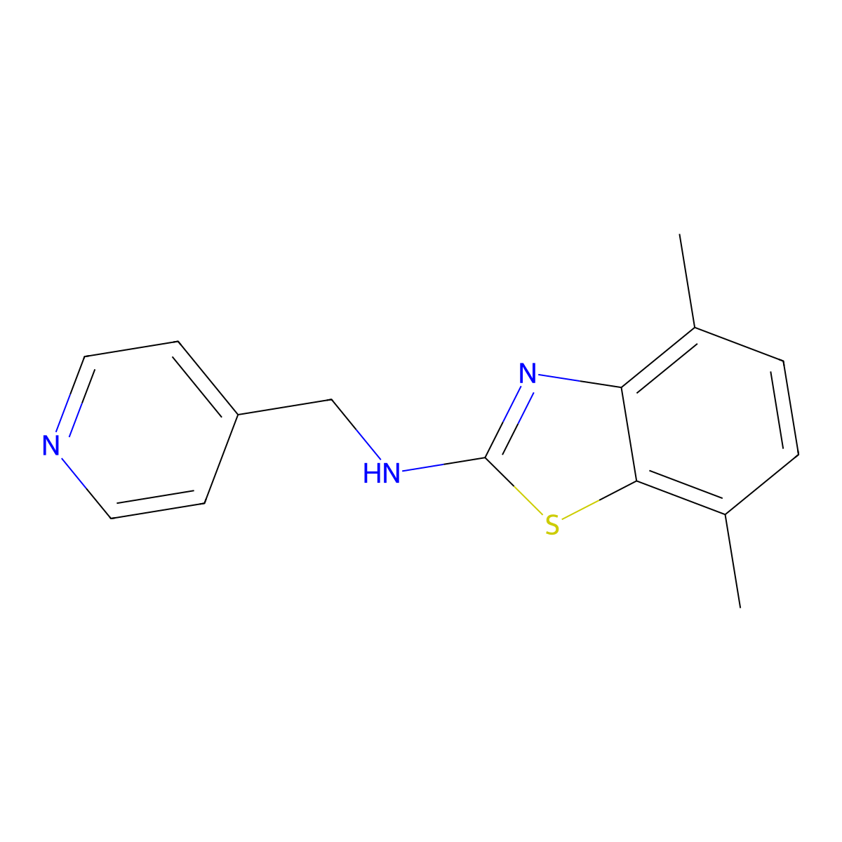 4,7-dimethyl-N-(pyridin-4-ylmethyl)-1,3-benzothiazol-2-amine molecular structure, CAS 1204297-24-4