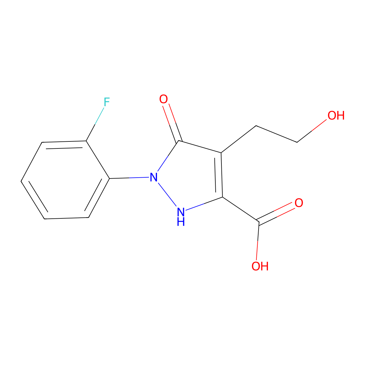1-(2-fluorophenyl)-4-(2-hydroxyethyl)-5-oxo-2,5-dihydro-1H-pyrazole-3-carboxylic acid molecular structure, CAS 1204297-32-4