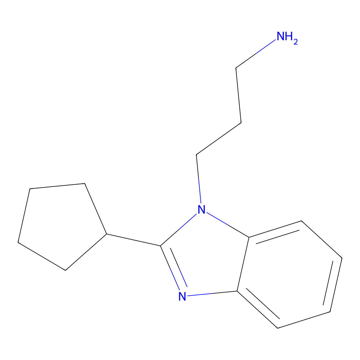 3-(2-cyclopentyl-1H-1,3-benzodiazol-1-yl)propan-1-amine molecular structure, CAS 1204297-35-7