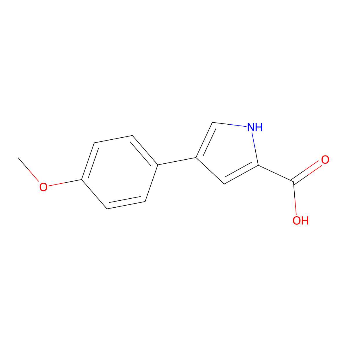 4-(4-methoxyphenyl)-1H-pyrrole-2-carboxylic acid molecular structure, CAS 1204297-39-1