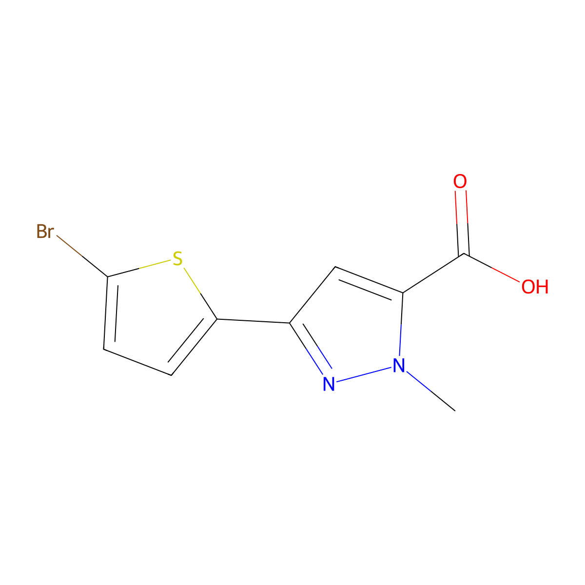 3-(5-bromo-2-thienyl)-1-methyl-1H-pyrazole-5-carboxylic acid molecular structure, CAS 1204297-49-3