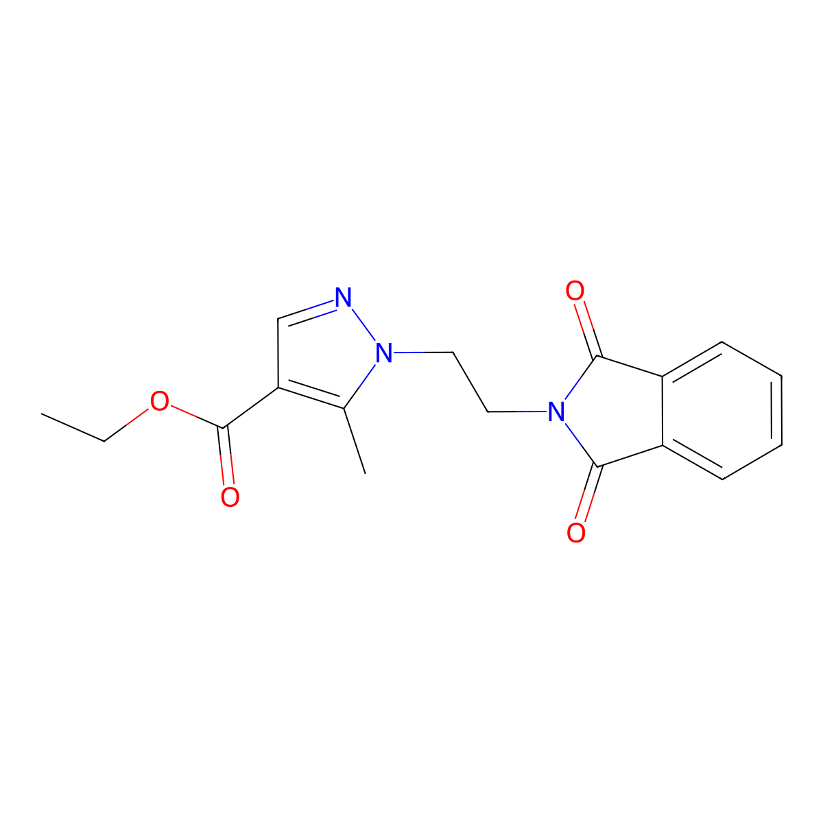 Ethyl 1-[2-(1,3-dioxoisoindol-2-yl)ethyl]-5-methylpyrazole-4-carboxylate molecular structure, CAS 1204297-51-7