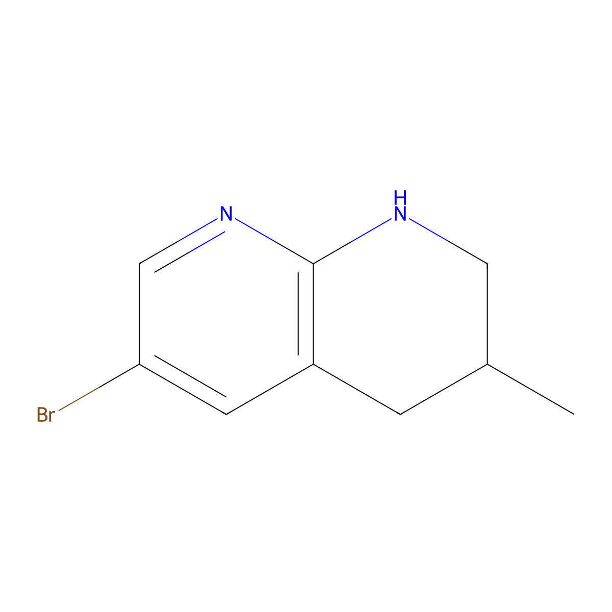 6-Bromo-3-methyl-1,2,3,4-tetrahydro-1,8-naphthyridine molecular structure, CAS 1204297-57-3