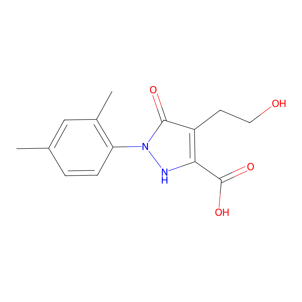 1-(2,4-dimethylphenyl)-4-(2-hydroxyethyl)-5-oxo-2,5-dihydro-1H-pyrazole-3-carboxylic acid molecular structure, CAS 1204297-67-5
