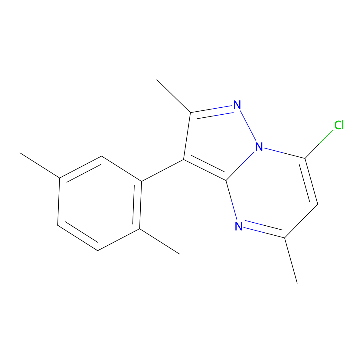 7-Chloro-3-(2,5-dimethylphenyl)-2,5-dimethylpyrazolo[1,5-a]pyrimidine molecular structure, CAS 1204297-69-7