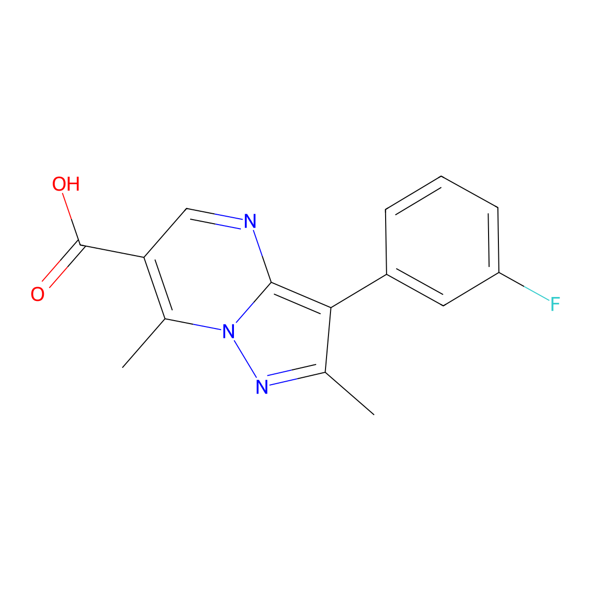 3-(3-Fluorophenyl)-2,7-dimethylpyrazolo[1,5-a]pyrimidine-6-carboxylic acid molecular structure, CAS 1204297-72-2