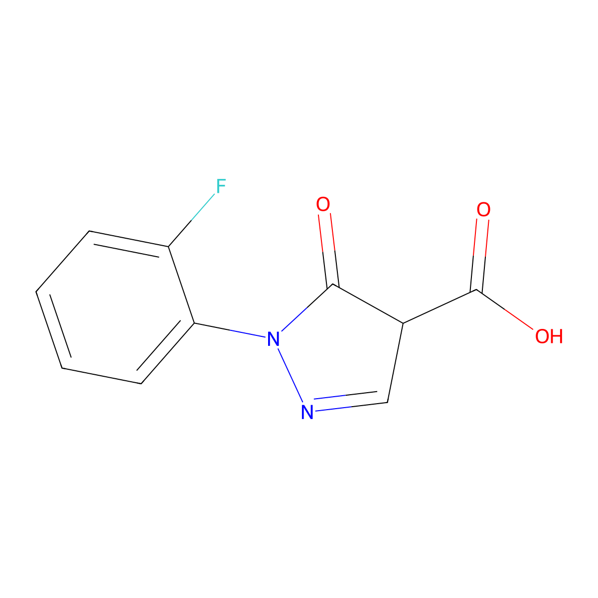 1-(2-fluorophenyl)-5-oxo-4,5-dihydro-1H-pyrazole-4-carboxylic acid molecular structure, CAS 1204297-73-3