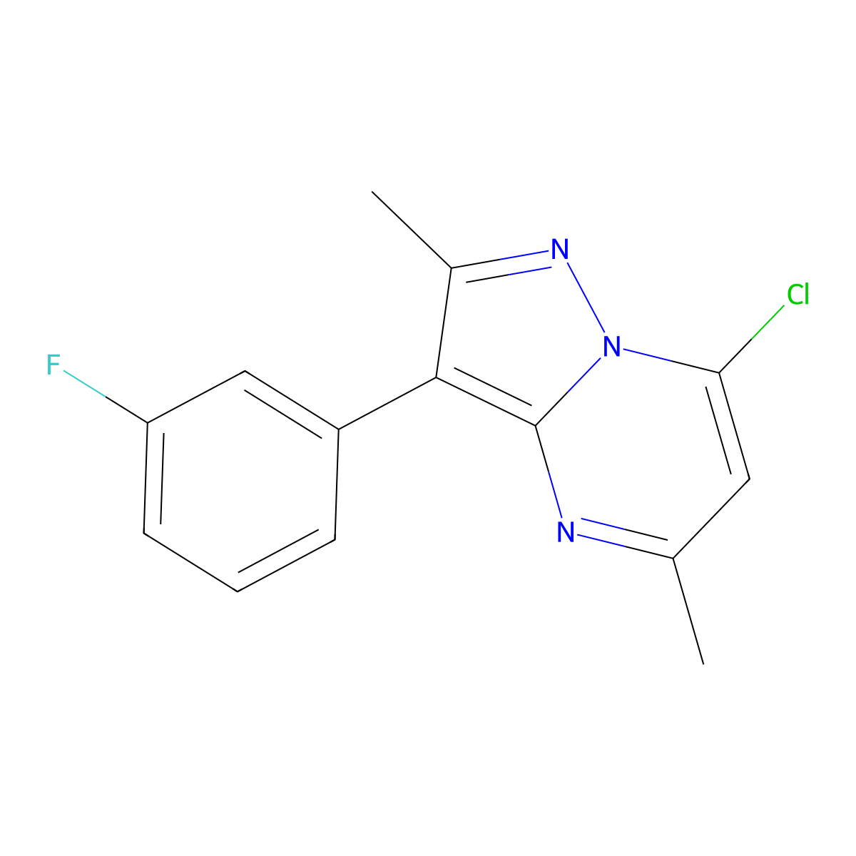 7-Chloro-3-(3-fluorophenyl)-2,5-dimethylpyrazolo[1,5-a]pyrimidine molecular structure, CAS 1204297-75-5