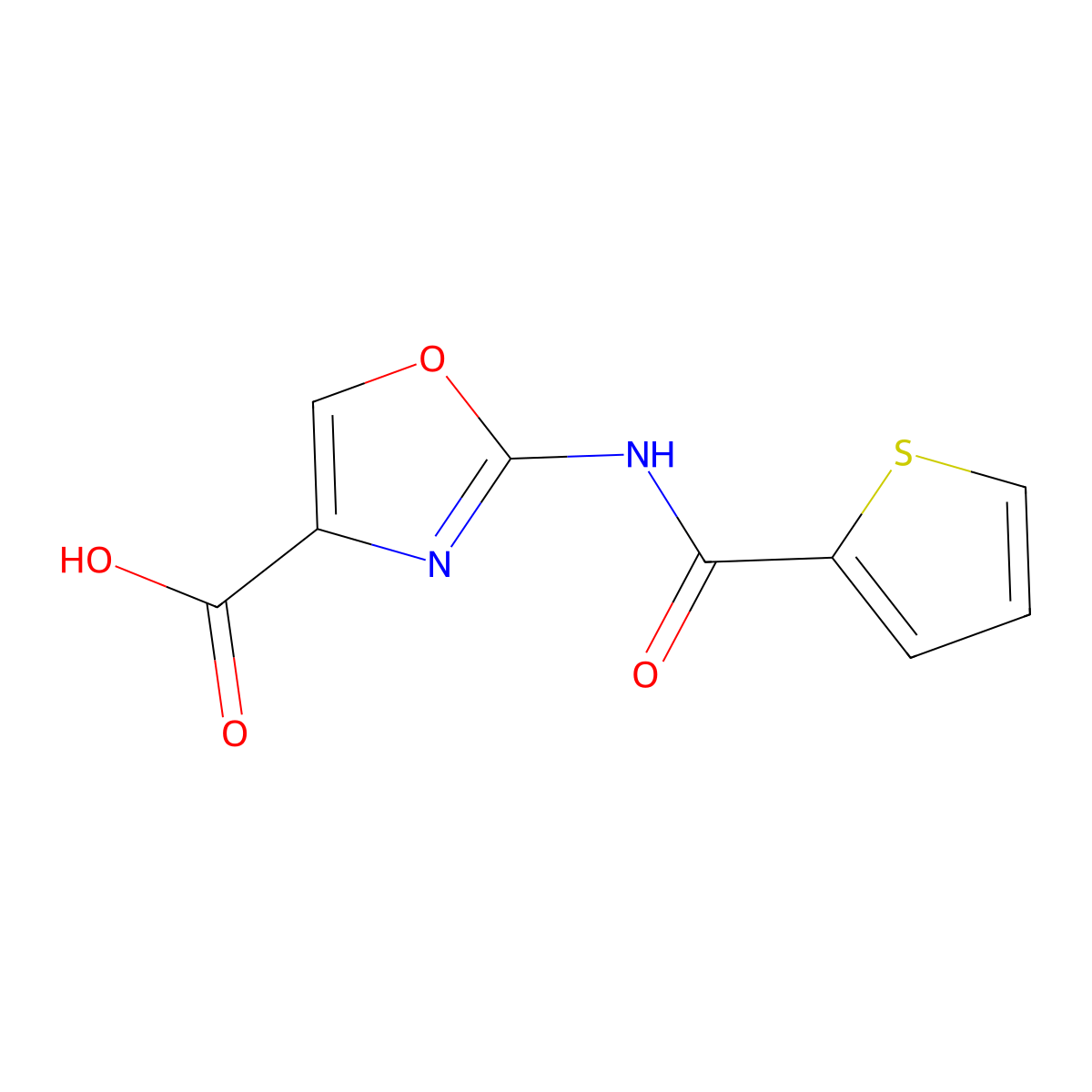 2-[(2-Thienylcarbonyl)amino]-1,3-oxazole-4-carboxylic acid molecular structure, CAS 1204297-76-6