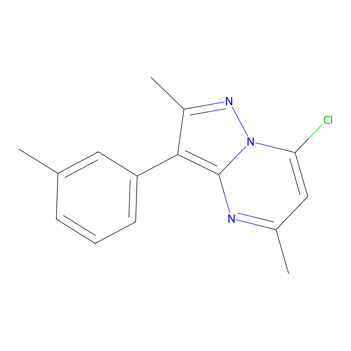 7-Chloro-2,5-dimethyl-3-(3-methylphenyl)pyrazolo[1,5-a]pyrimidine molecular structure, CAS 1204297-77-7