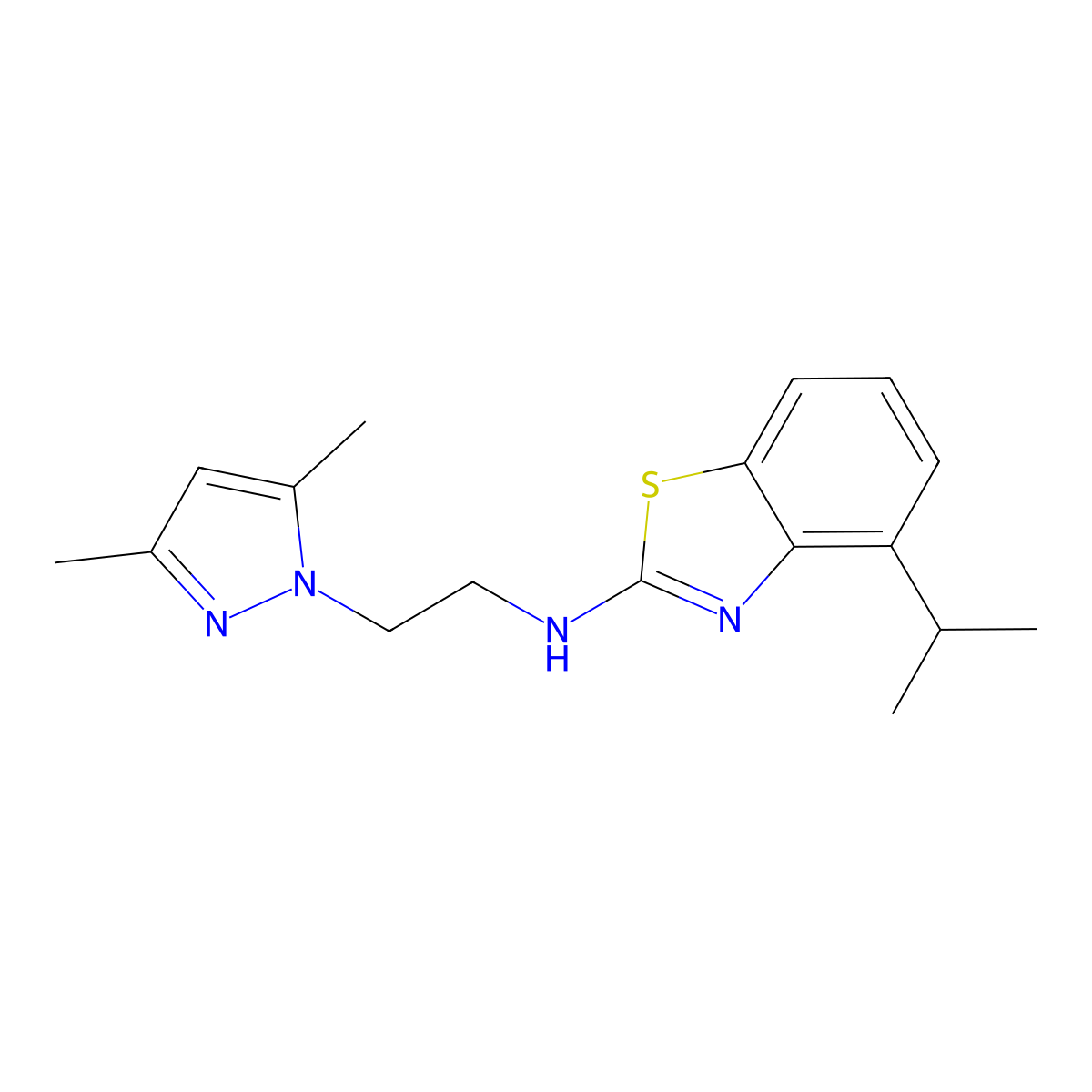 N-(2-(3,5-dimethyl-1H-pyrazol-1-yl)ethyl)-4-isopropylbenzo[d]thiazol-2-amine molecular structure, CAS 1204297-80-2
