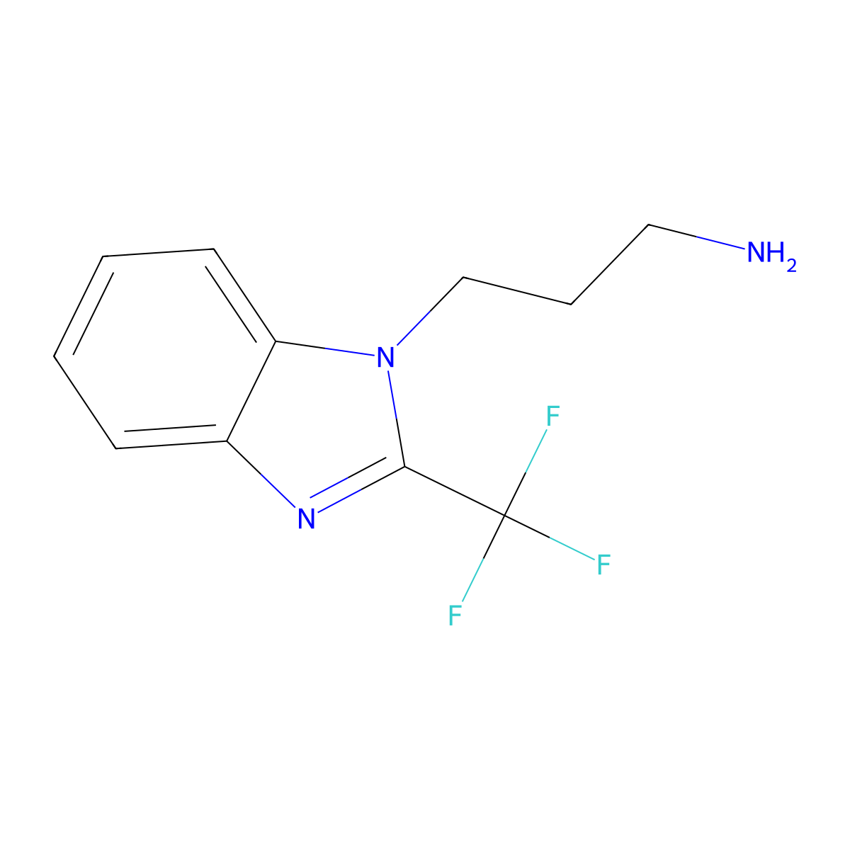 3-(2-(trifluoromethyl)-1H-benzo[d]imidazol-1-yl)propan-1-amine molecular structure, CAS 1204297-81-3