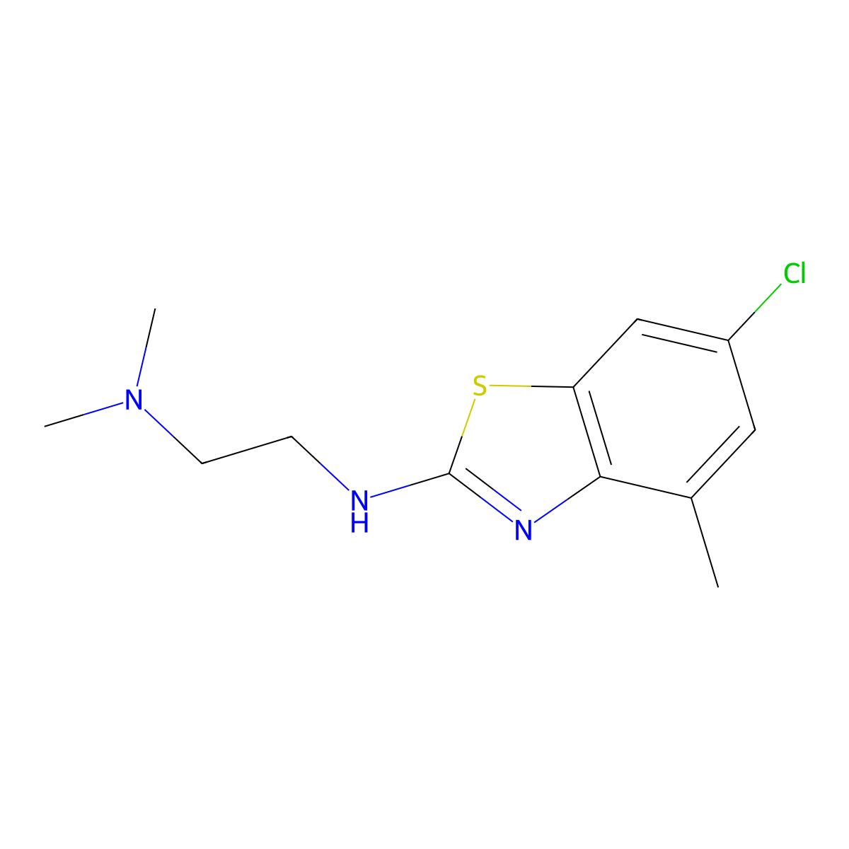 N'-(6-chloro-4-methyl-1,3-benzothiazol-2-yl)-N,N-dimethylethane-1,2-diamine molecular structure, CAS 1204297-82-4