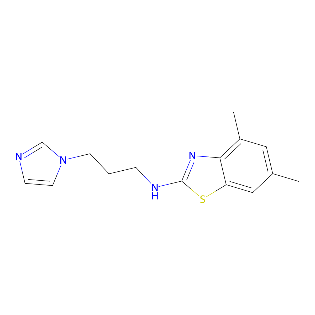 N-[3-(1H-imidazol-1-yl)propyl]-4,6-dimethyl-1,3-benzothiazol-2-amine molecular structure, CAS 1204297-87-9