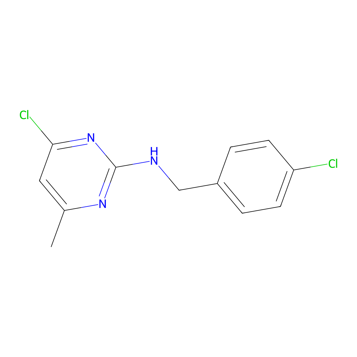 4-chloro-N-[(4-chlorophenyl)methyl]-6-methylpyrimidin-2-amine molecular structure, CAS 1204297-88-0