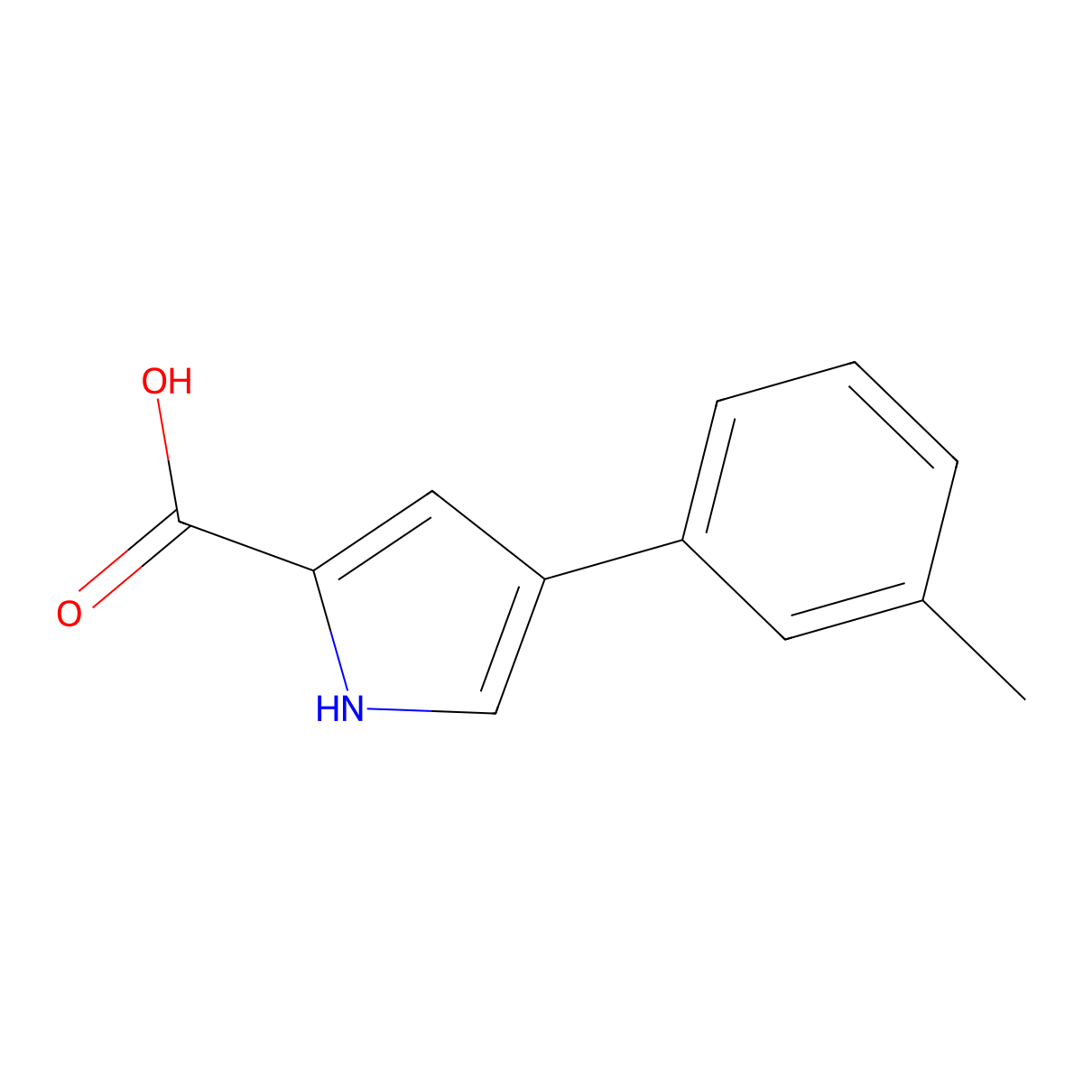 4-(3-methylphenyl)-1H-pyrrole-2-carboxylic acid molecular structure, CAS 1204297-96-0