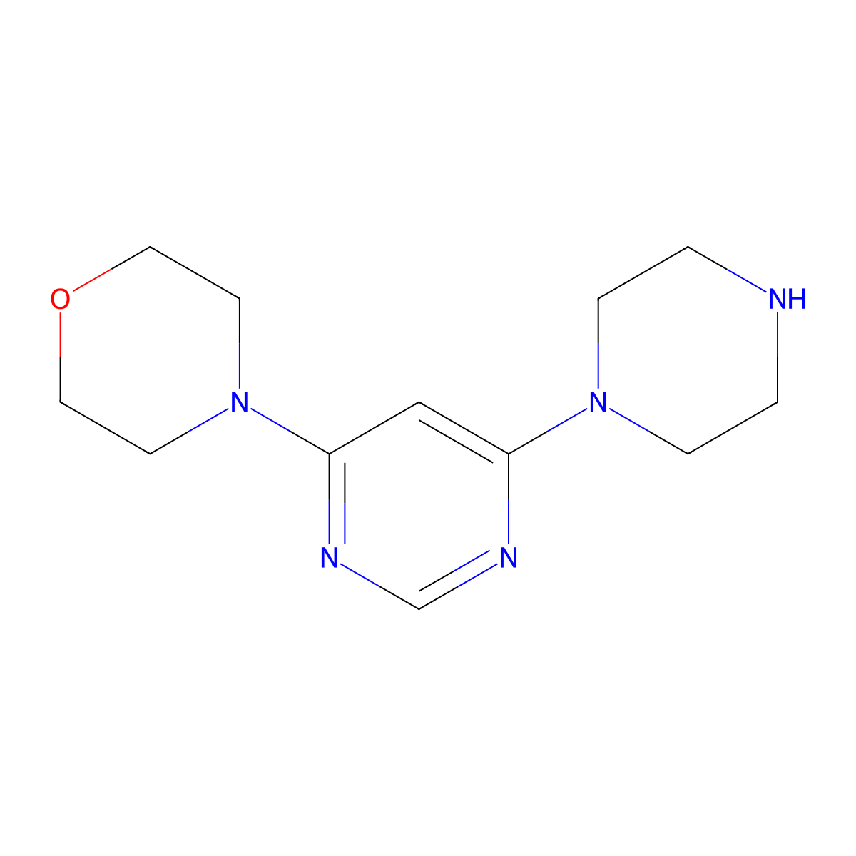 4-[6-(Piperazin-1-yl)pyrimidin-4-yl]morpholine molecular structure, CAS 1204297-97-1