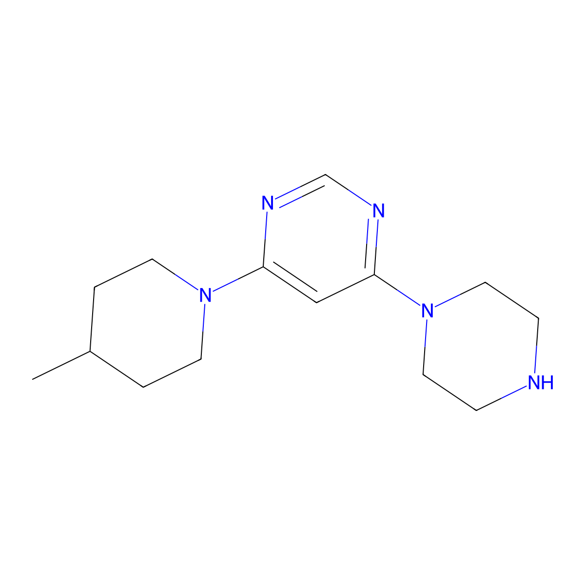 4-(4-Methylpiperidin-1-yl)-6-piperazin-1-ylpyrimidine molecular structure, CAS 1204297-98-2