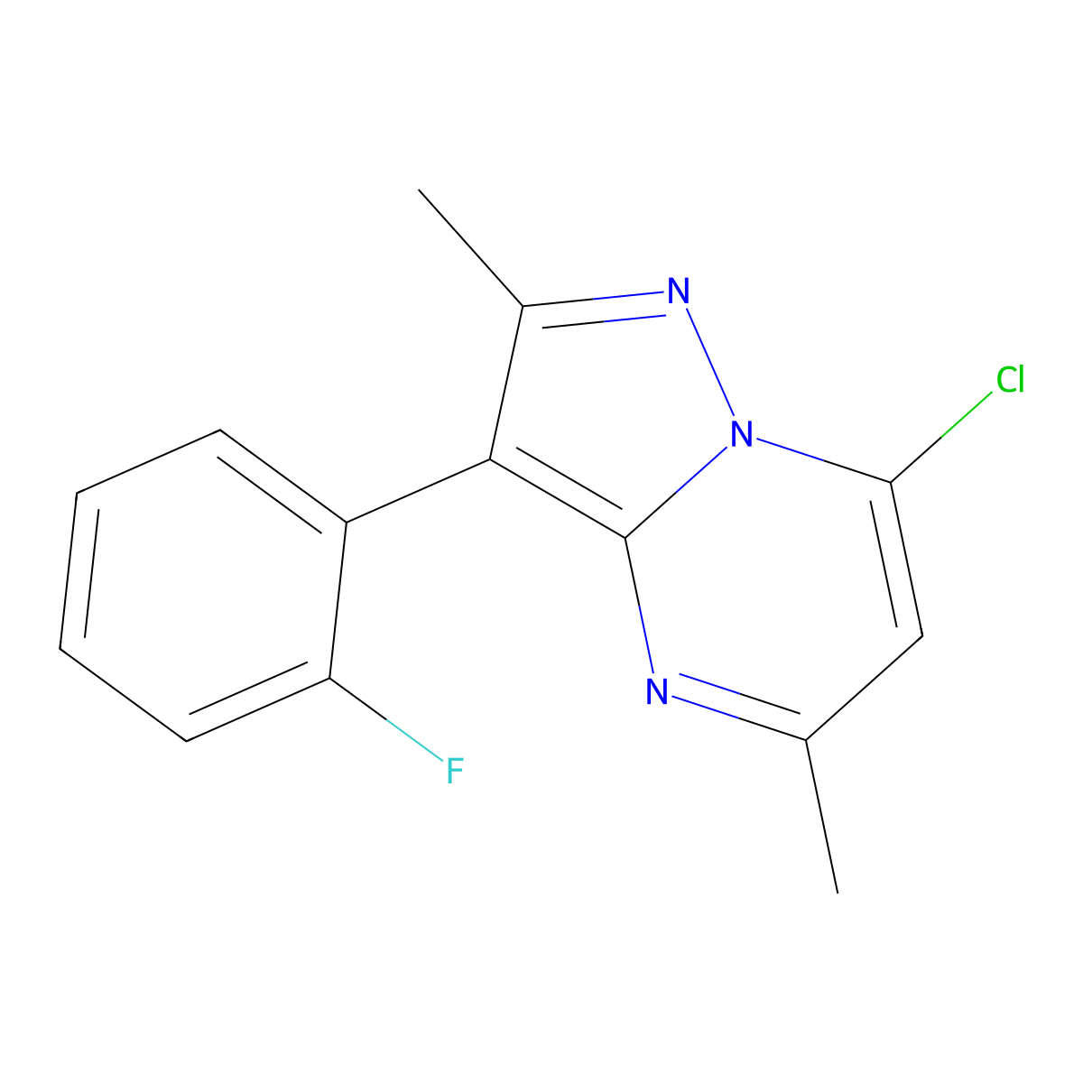 7-Chloro-3-(2-fluorophenyl)-2,5-dimethylpyrazolo[1,5-a]pyrimidine molecular structure, CAS 1204298-01-0