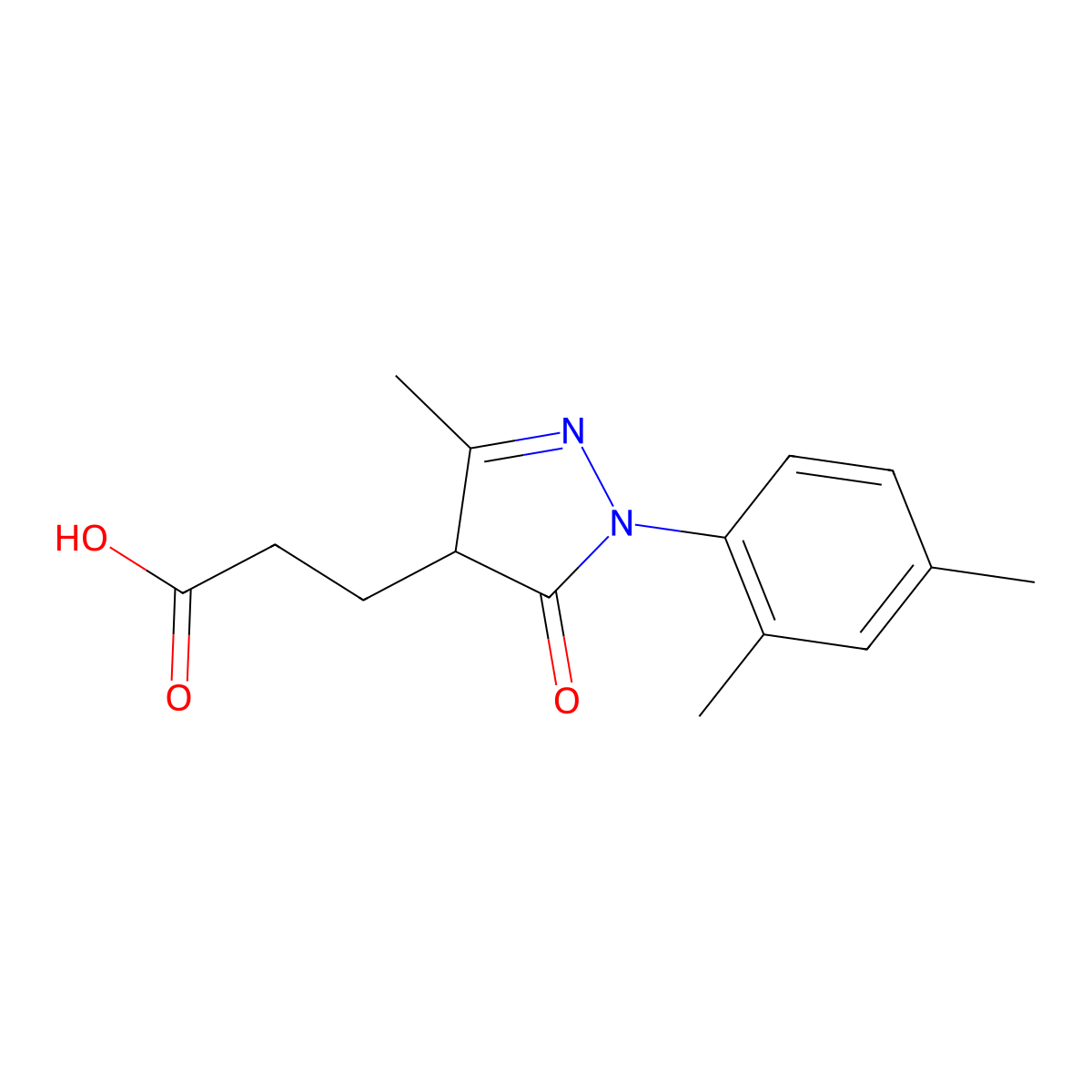 3-(1-(2,4-Dimethylphenyl)-3-methyl-5-oxo-4,5-dihydro-1H-pyrazol-4-yl)propanoic acid molecular structure, CAS 1204298-02-1