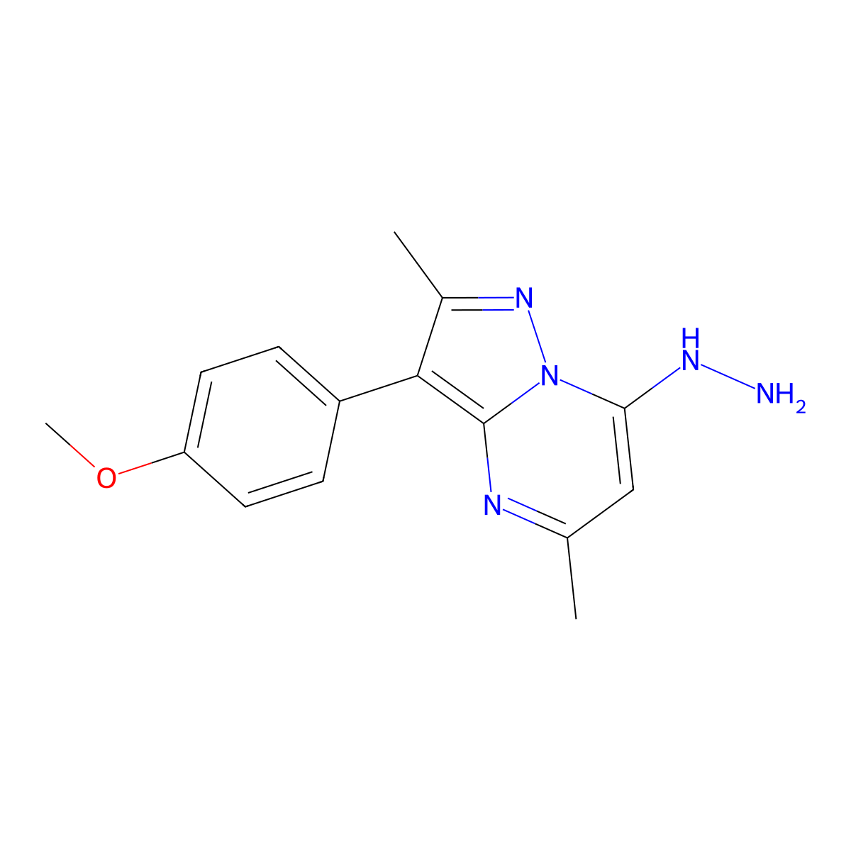 7-Hydrazino-3-(4-methoxyphenyl)-2,5-dimethylpyrazolo[1,5-a]pyrimidine molecular structure, CAS 1204298-04-3